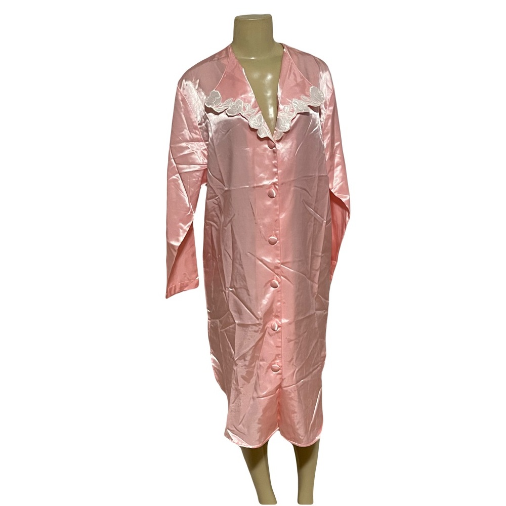 Victoria's Secret vintage gold label pink button up silky pajama sleep dress S